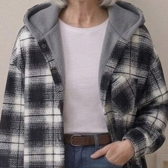PIPER | Hooded shacket with flannel fabric