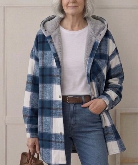 PIPER | Hooded shacket with flannel fabric
