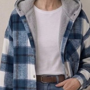 PIPER | Hooded shacket with flannel fabric