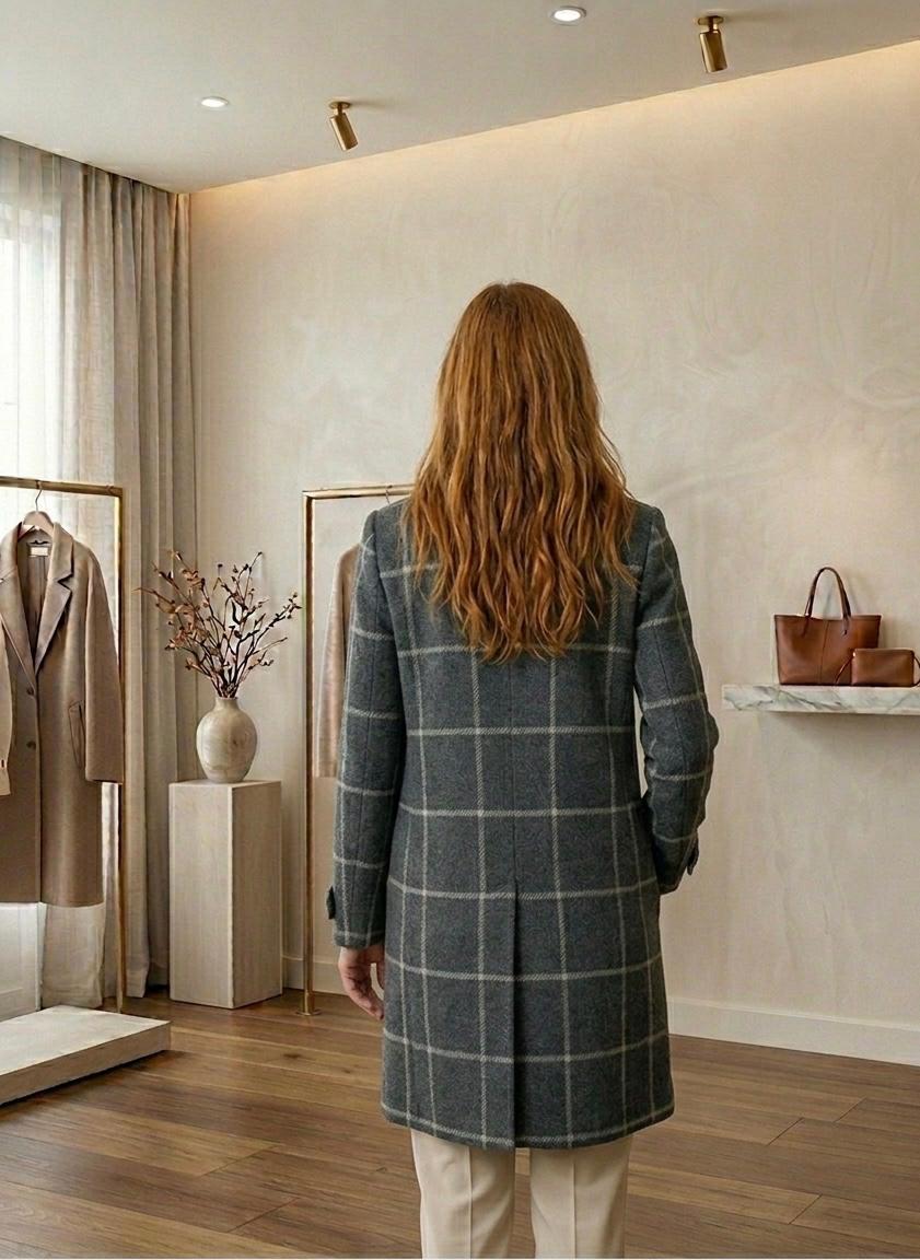MARGARET | Long-line coat with heritage tweed