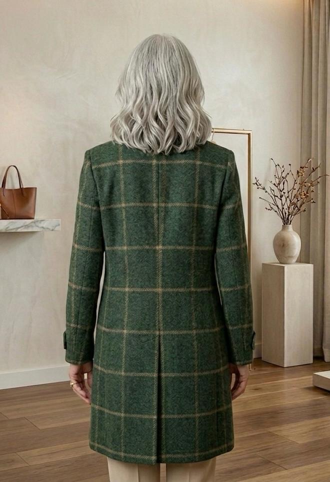 MARGARET | Long-line coat with heritage tweed