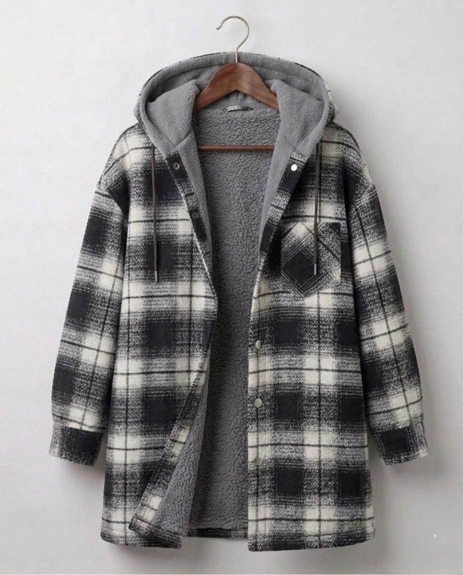PIPER | Hooded shacket with flannel fabric