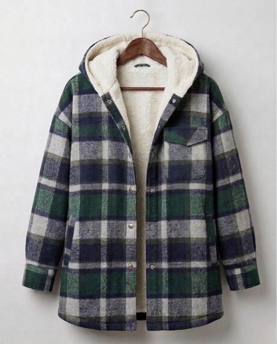 PIPER | Hooded shacket with flannel fabric