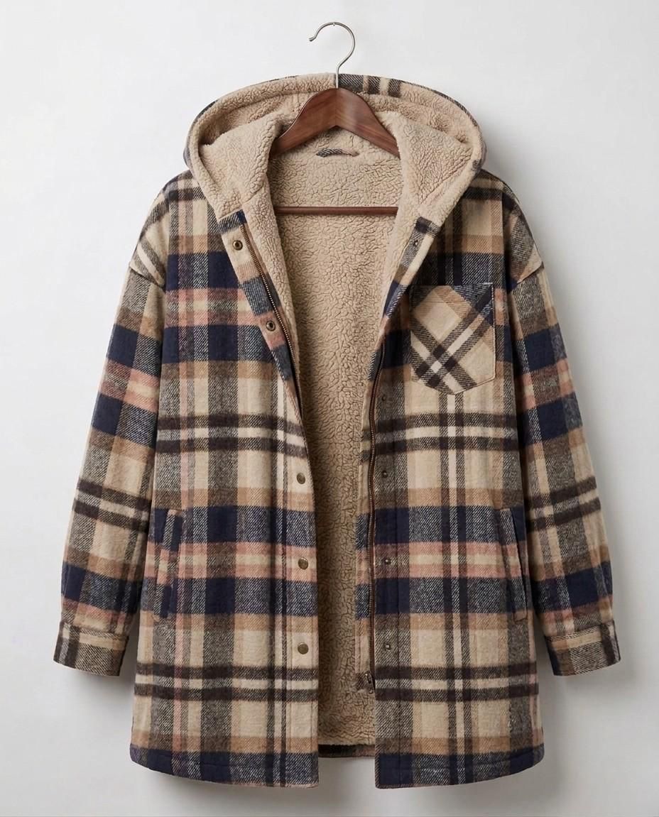PIPER | Hooded shacket with flannel fabric