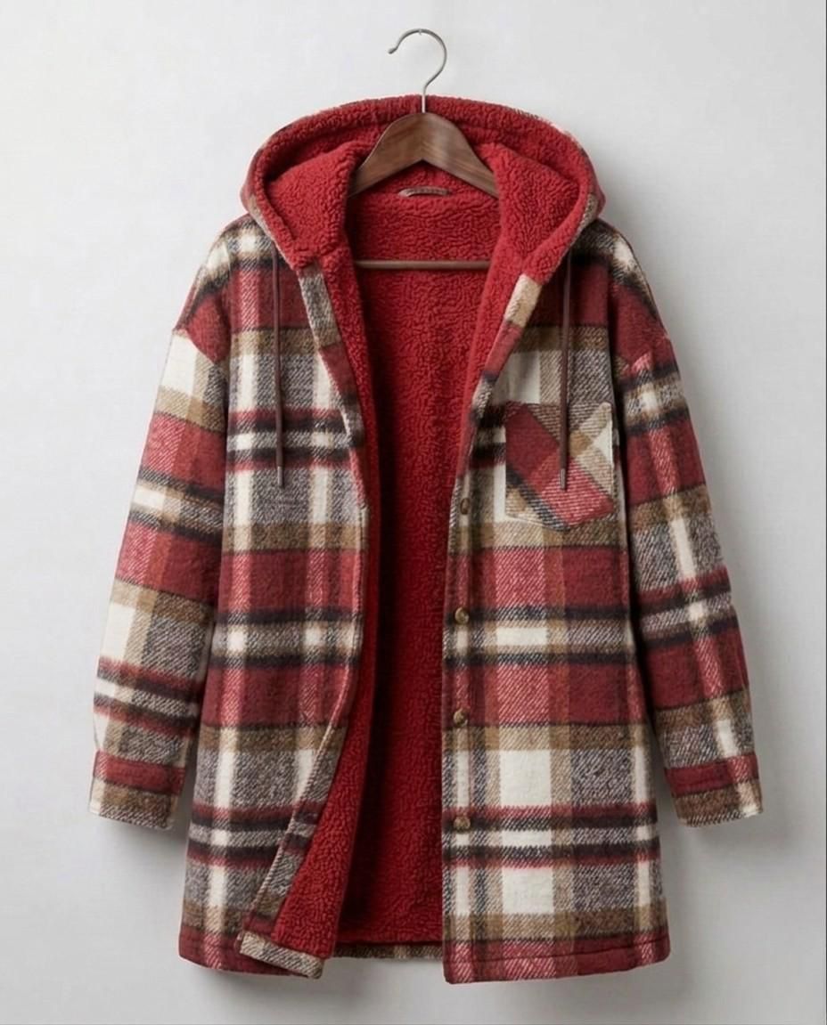 PIPER | Hooded shacket with flannel fabric