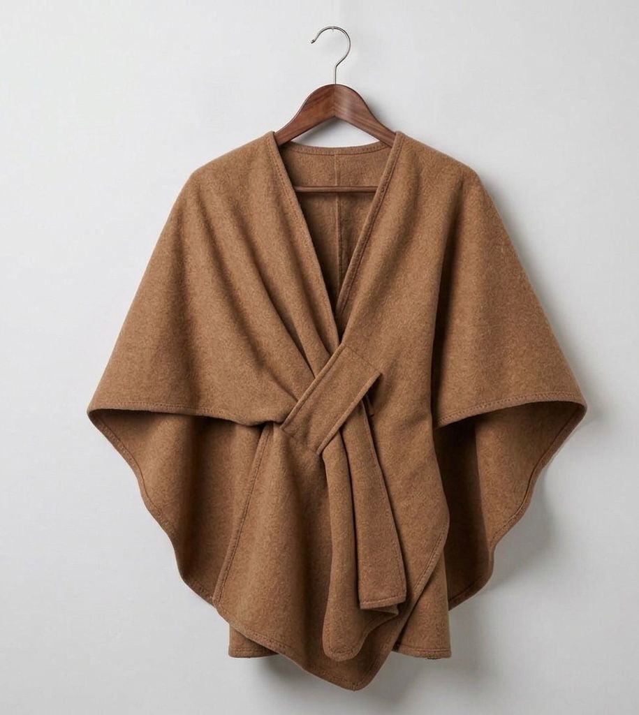 MARINA | Caped fleece shawl with open front
