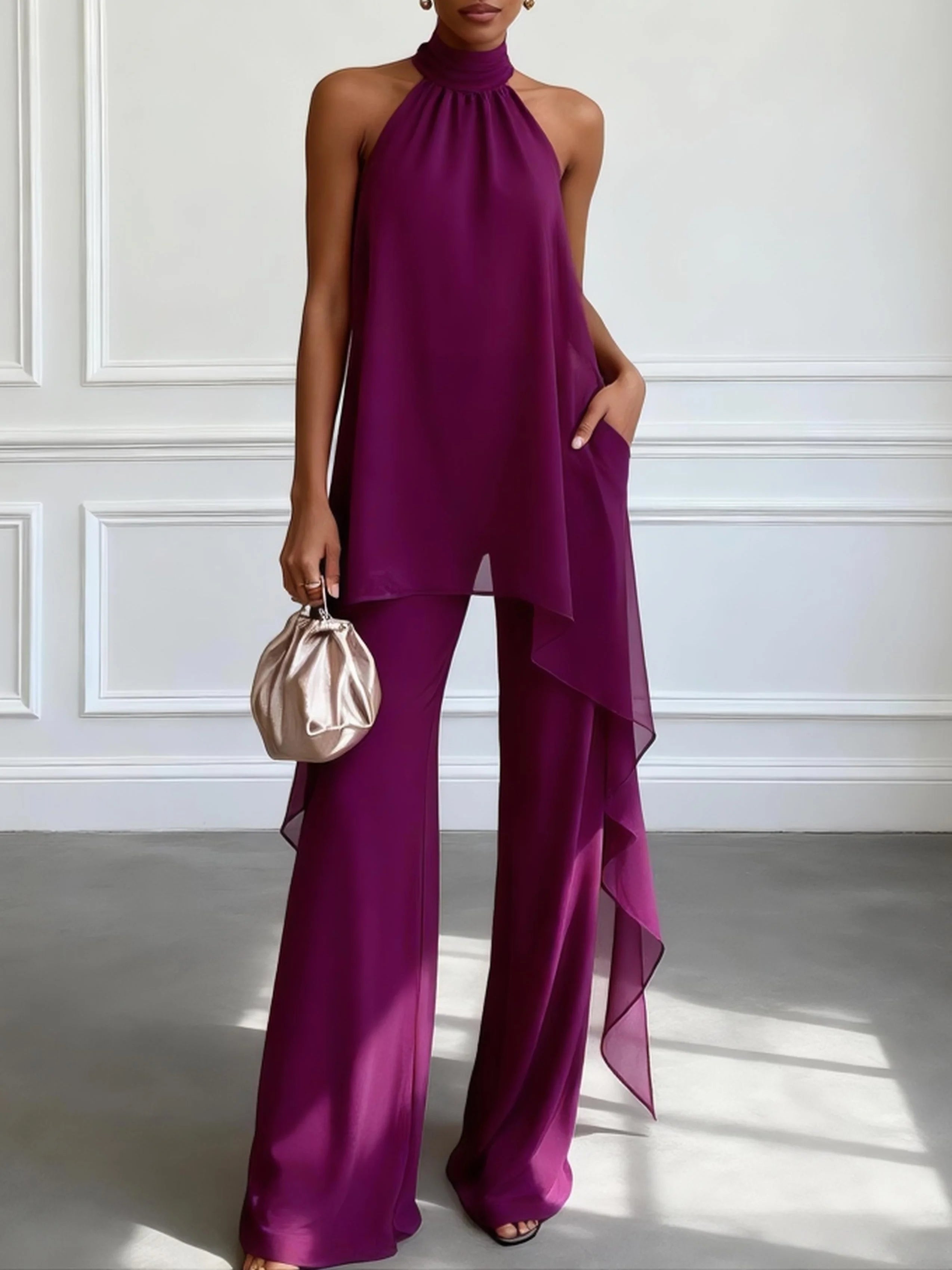 QUINN | Set with halter-neck top and trousers