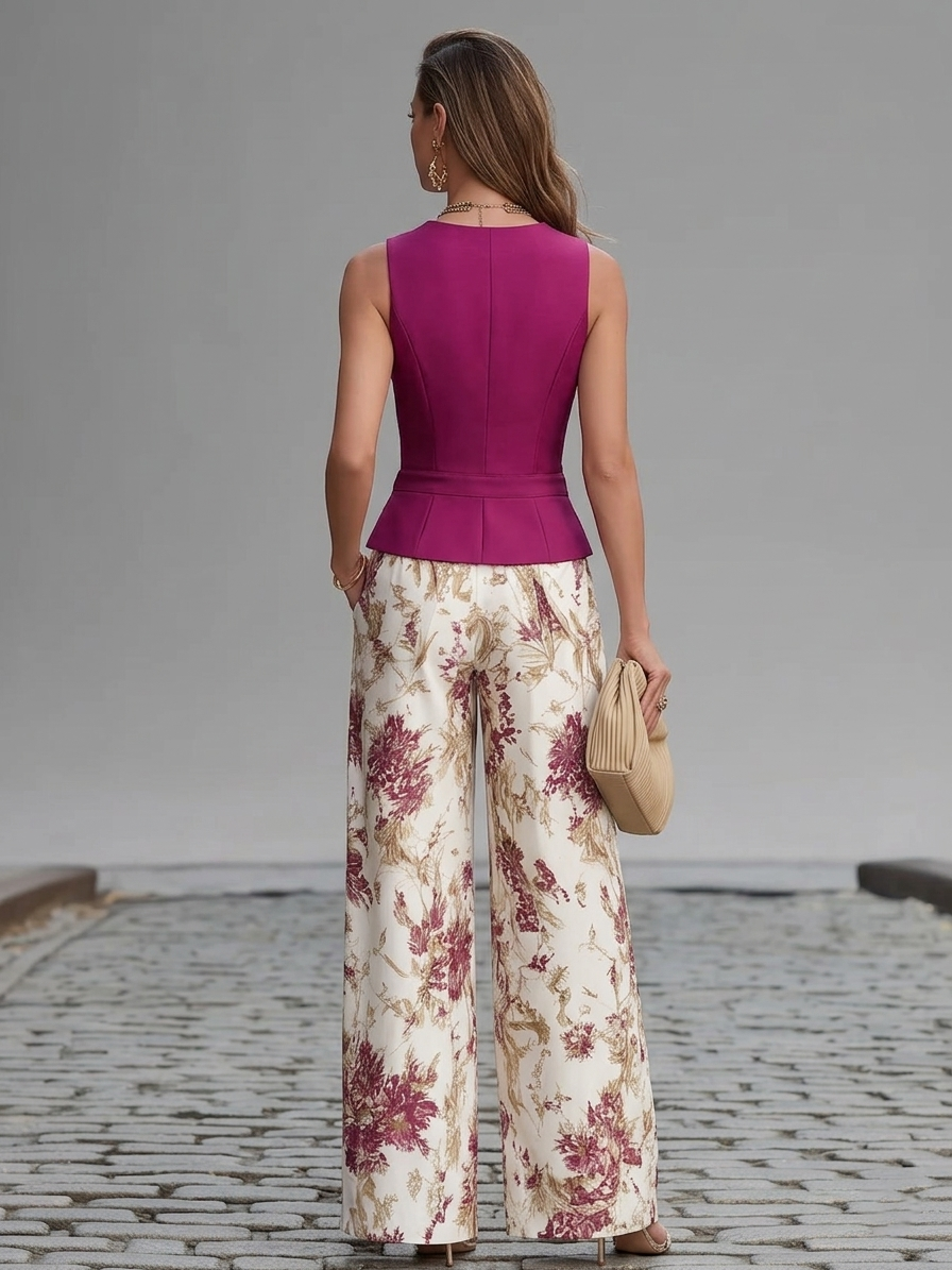 REMI | Set with wide-leg printed trousers
