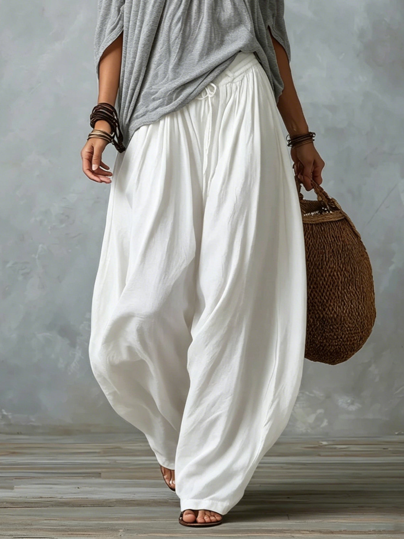 SUMMER | Set with off-shoulder top and lantern pants