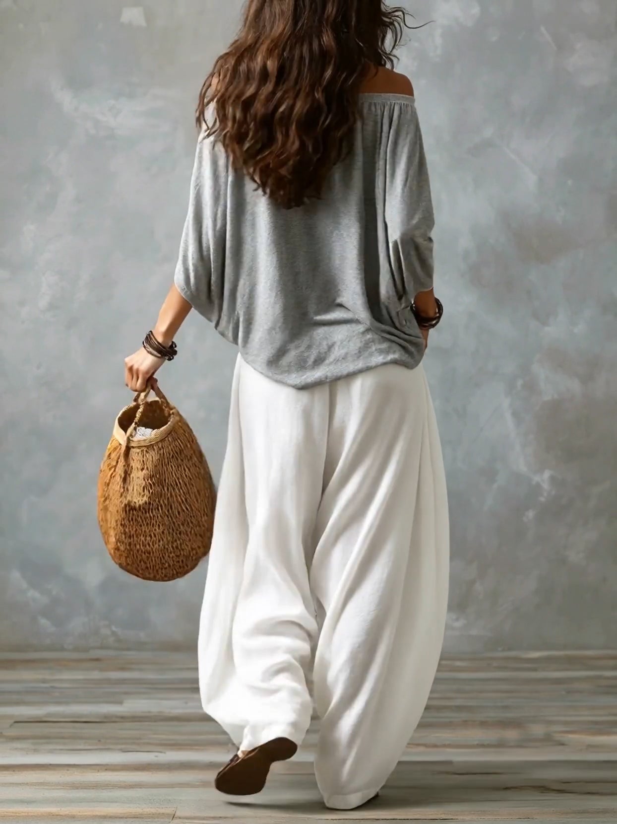 SUMMER | Set with off-shoulder top and lantern pants