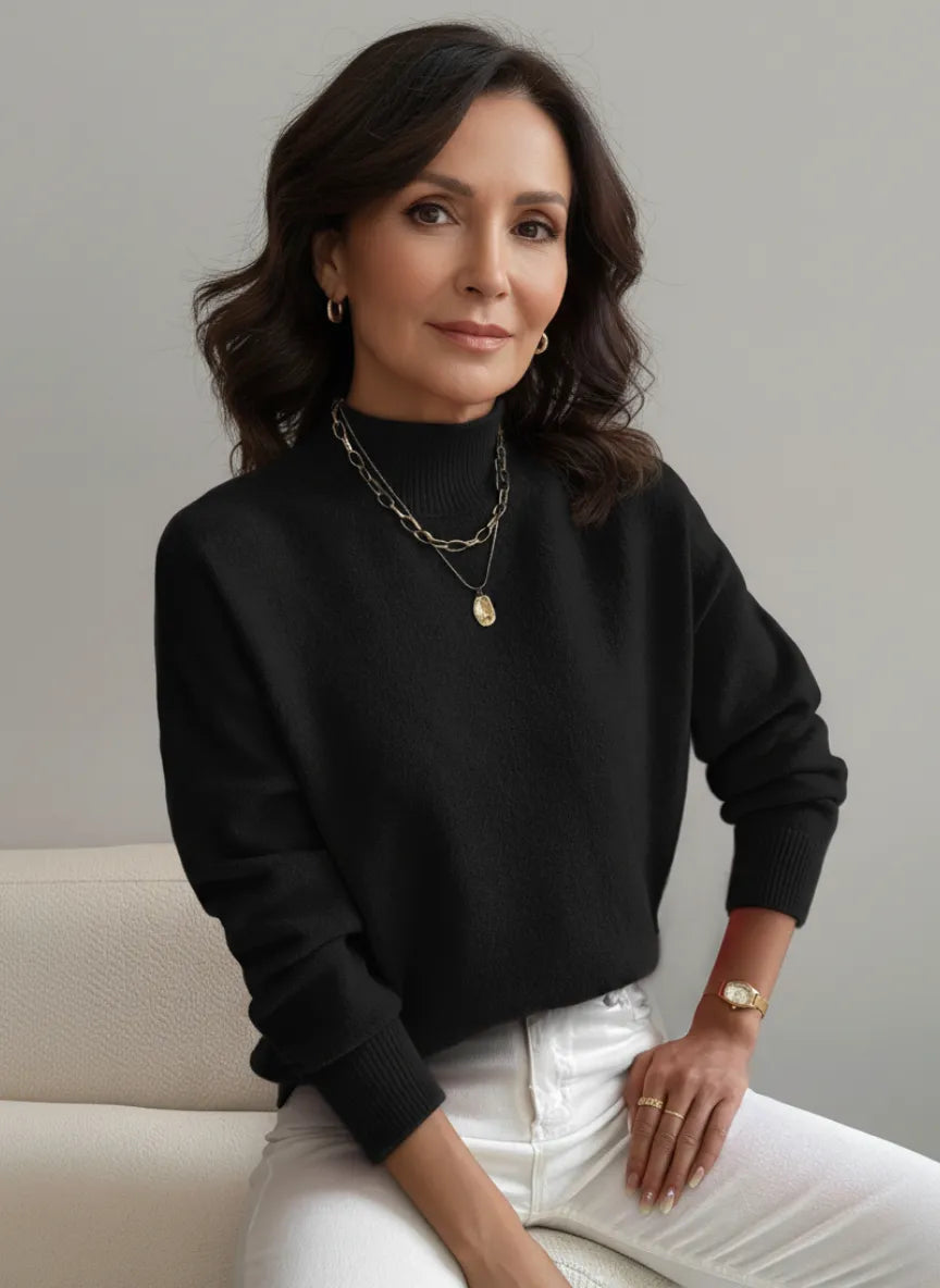 ELEANOR | Polo neck jumper with ribbed cuffs