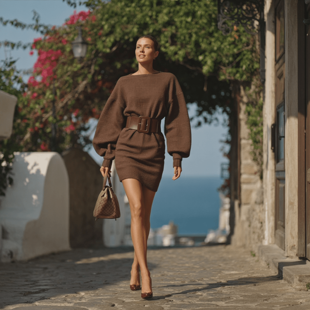 VASIA | Rochie tricotată mini cu mâneci bufante - Liora București