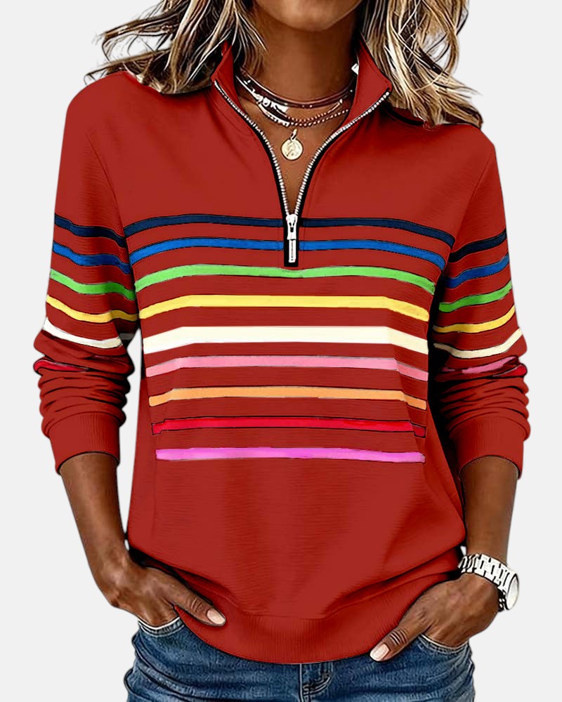 WREN | Zip sweatshirt with rainbow stripes