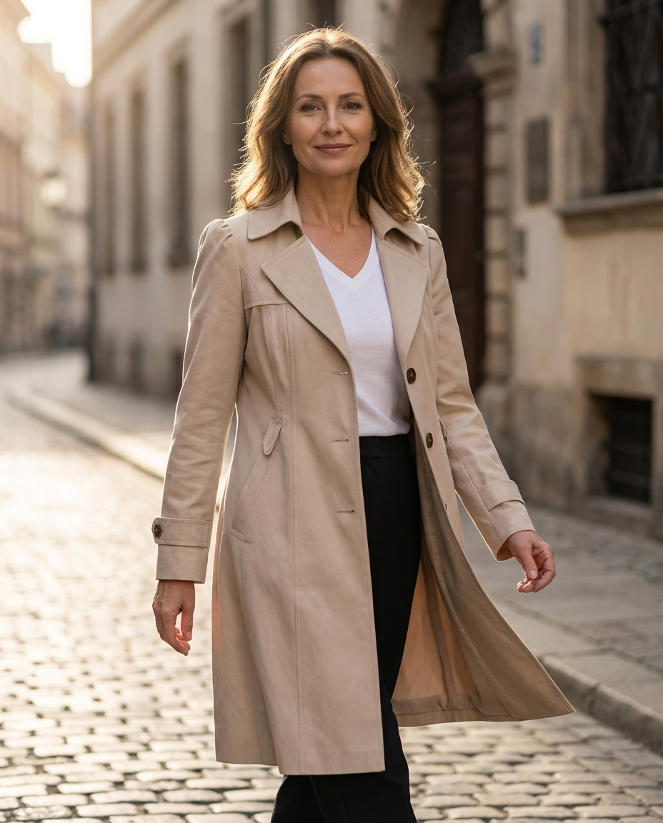 KATHERINE | Trench coat with tie belt