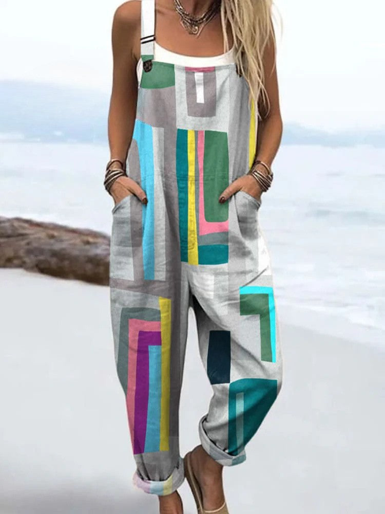 BILLIE | Jumpsuit with geometric colour block print