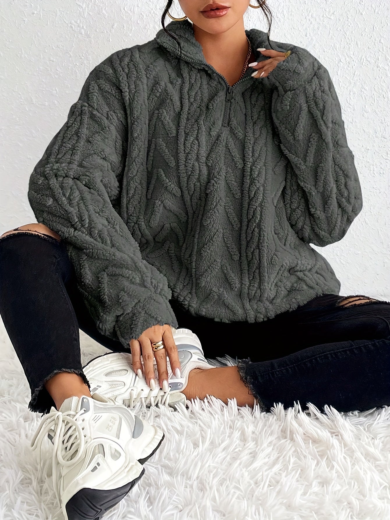 ALEXIS | Fleece jumper with relaxed fit