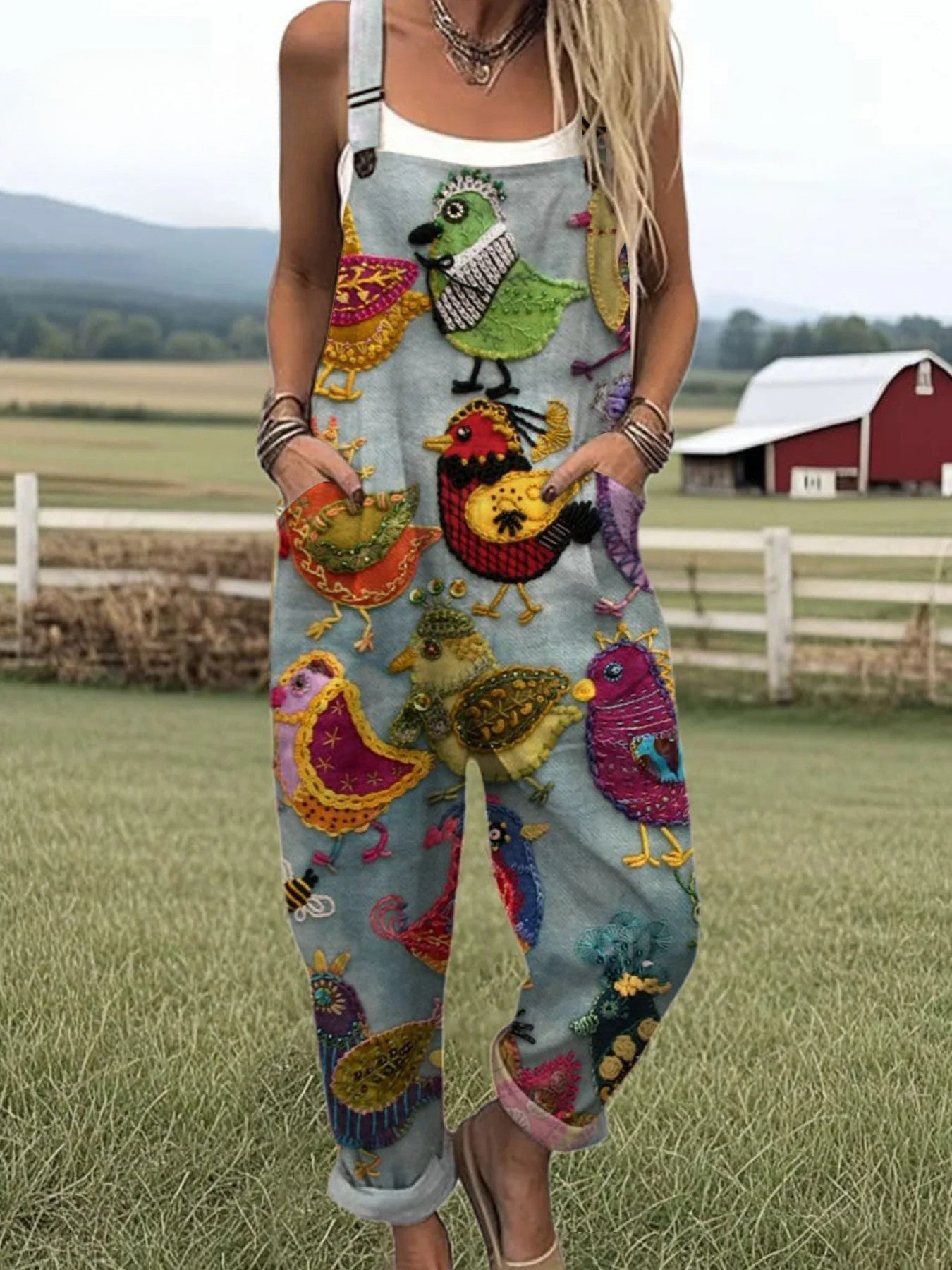 PHOEBE | Jumpsuit with embroidered bird patches