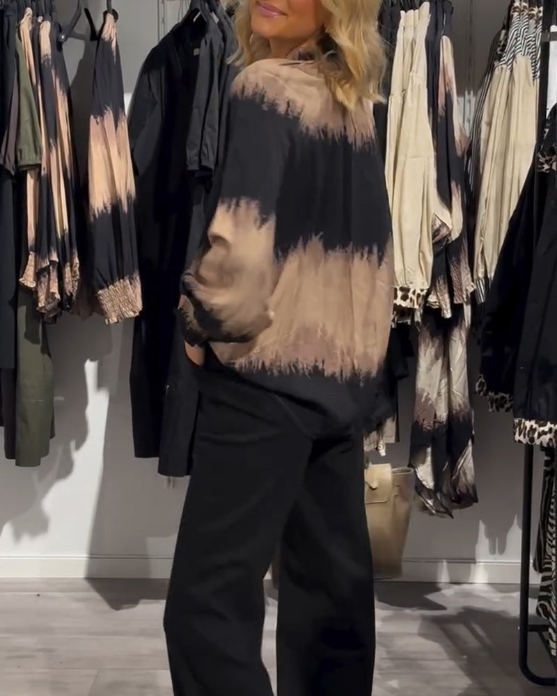 JAMIE | Blouse with colourblock V-neck