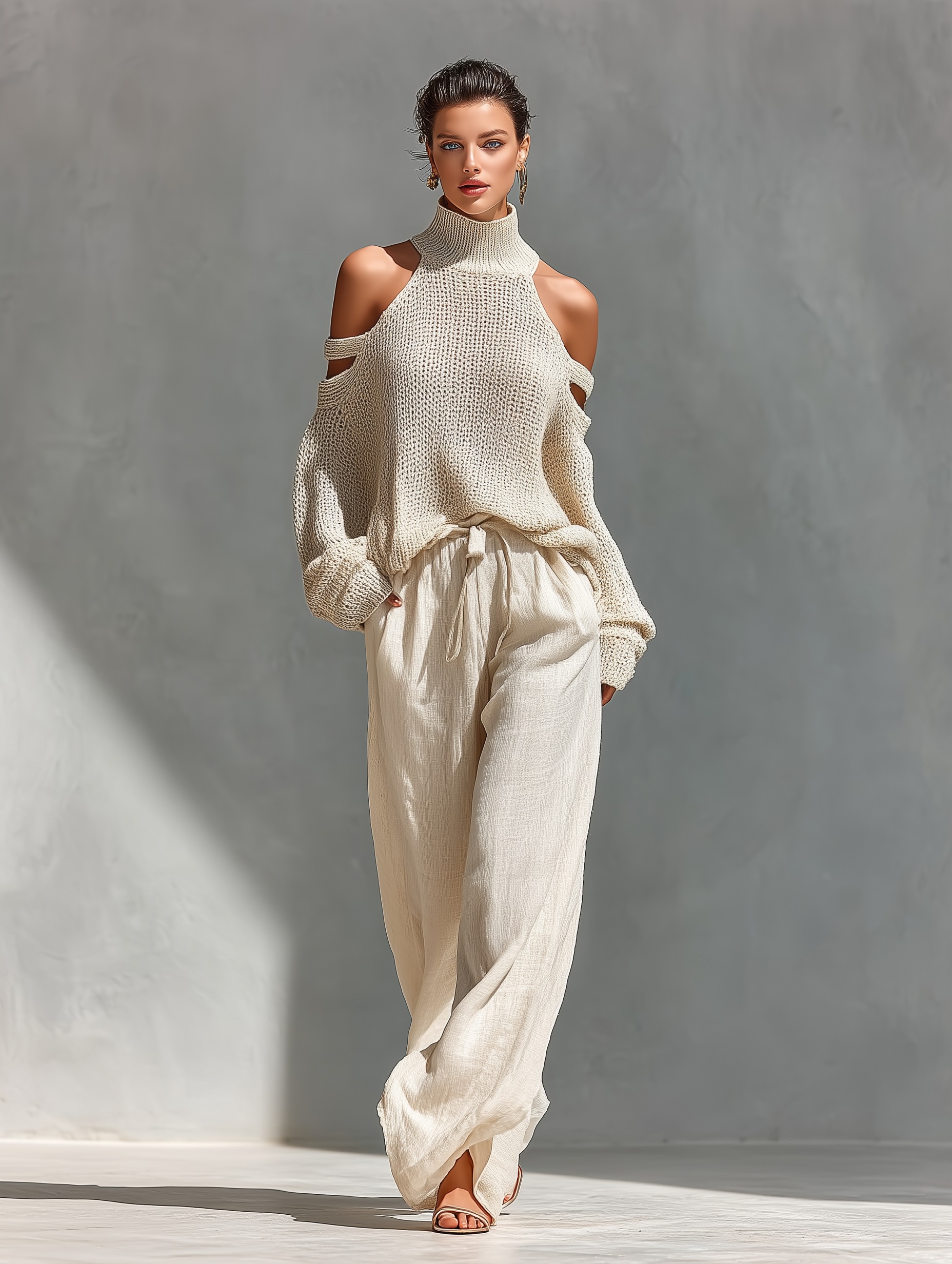 MARIA | Set with cold-shoulder top and wide-leg pants
