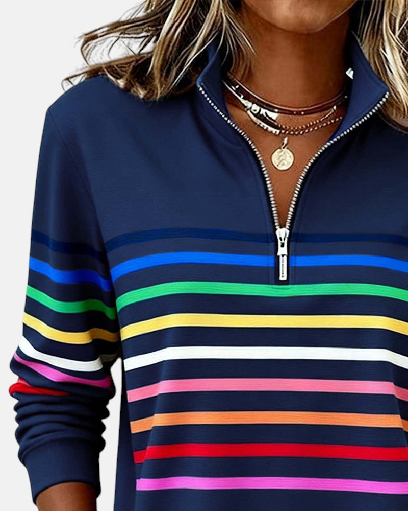 WREN | Zip sweatshirt with rainbow stripes