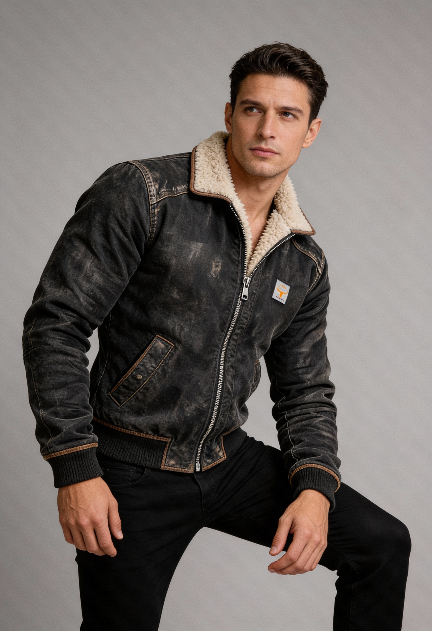 OLIVER | Jacket with faux leather exterior