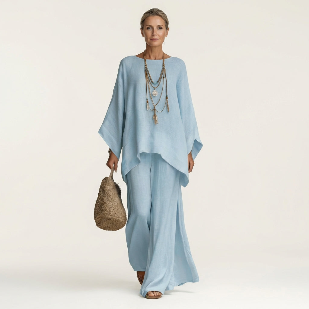 MAJOLIE | Set with wide-leg trousers