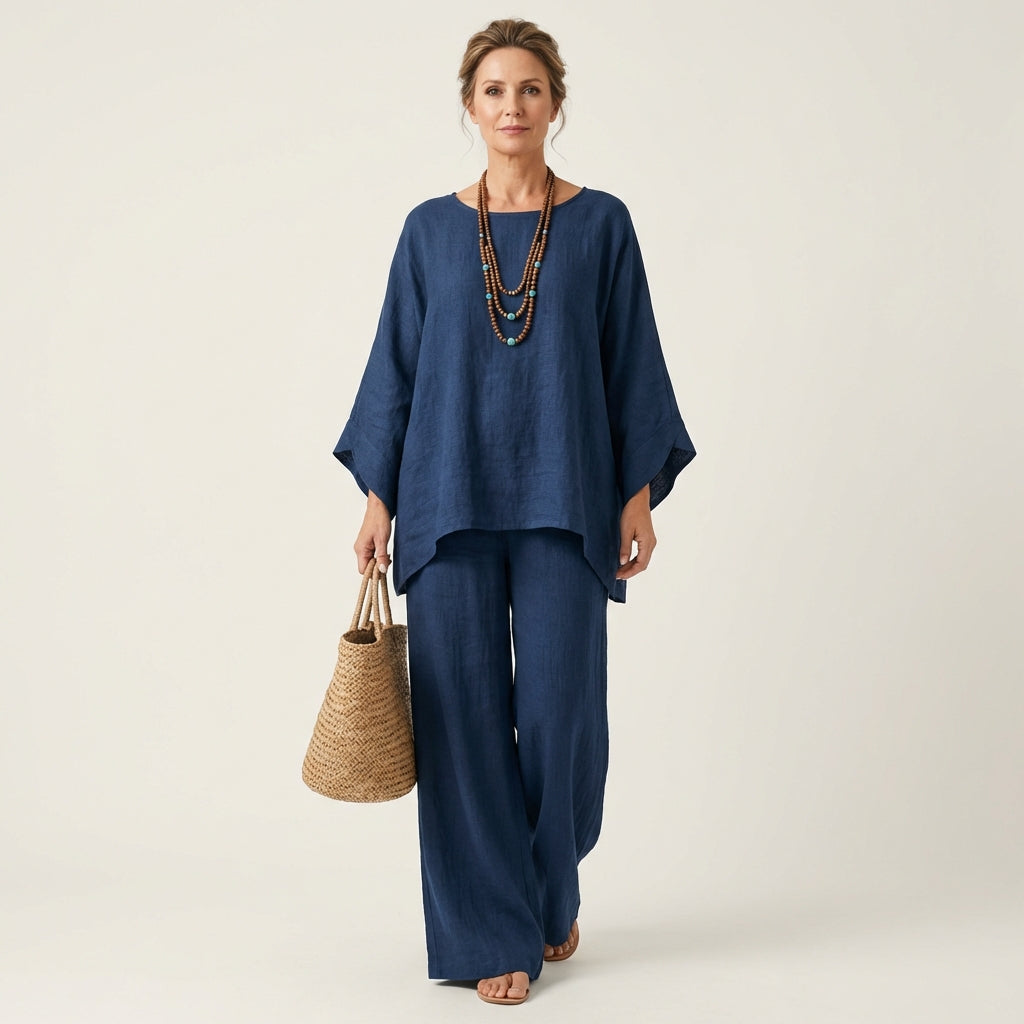 MAJOLIE | Set with wide-leg trousers