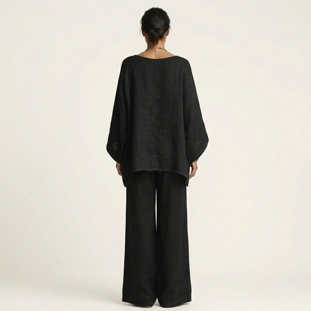 MAJOLIE | Set with wide-leg trousers