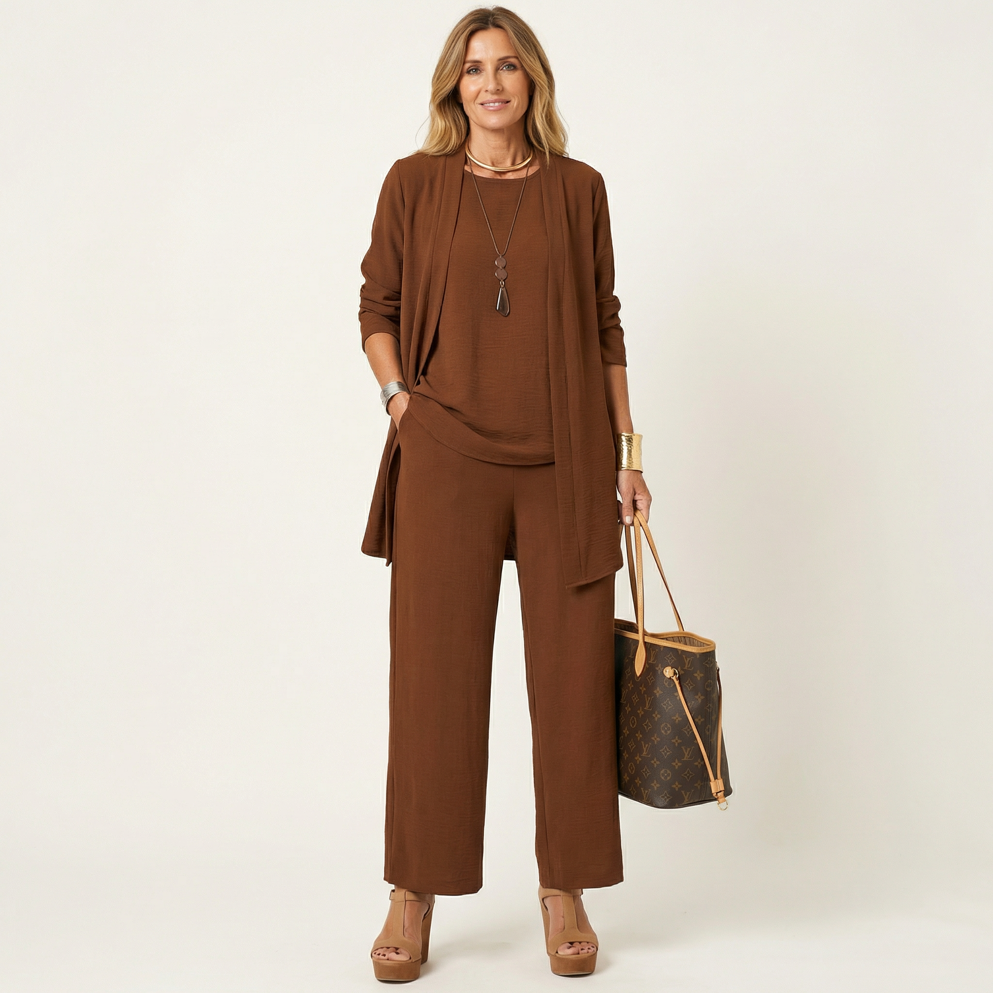 VIVIENNE | Three-piece set with wide-leg trousers