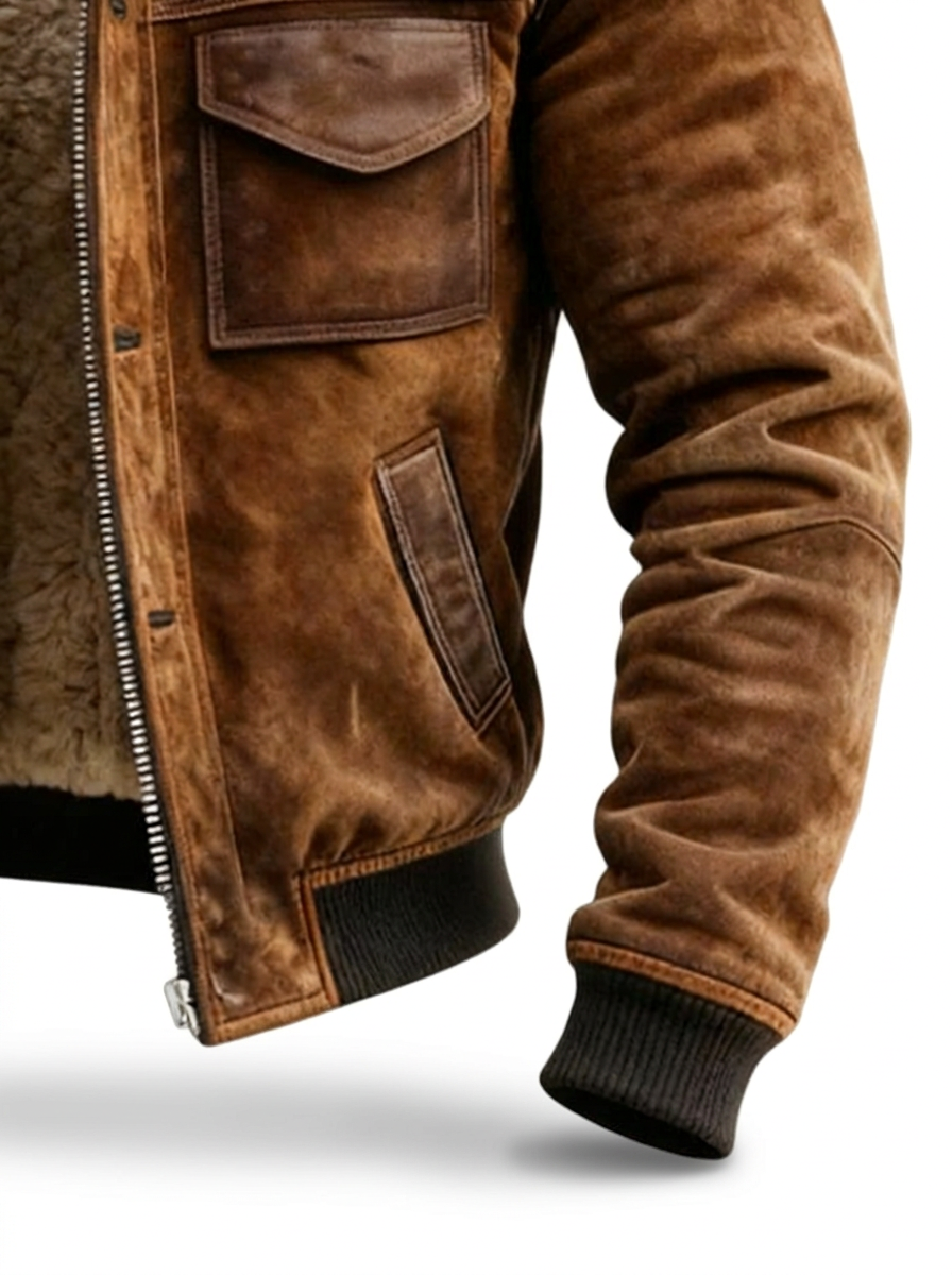 CALEB | Sherpa-lined leather jacket