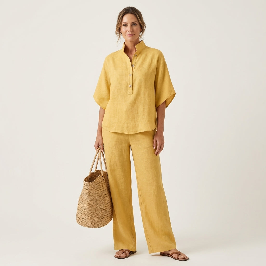 ZERAH | Two-piece set with wide-leg trousers