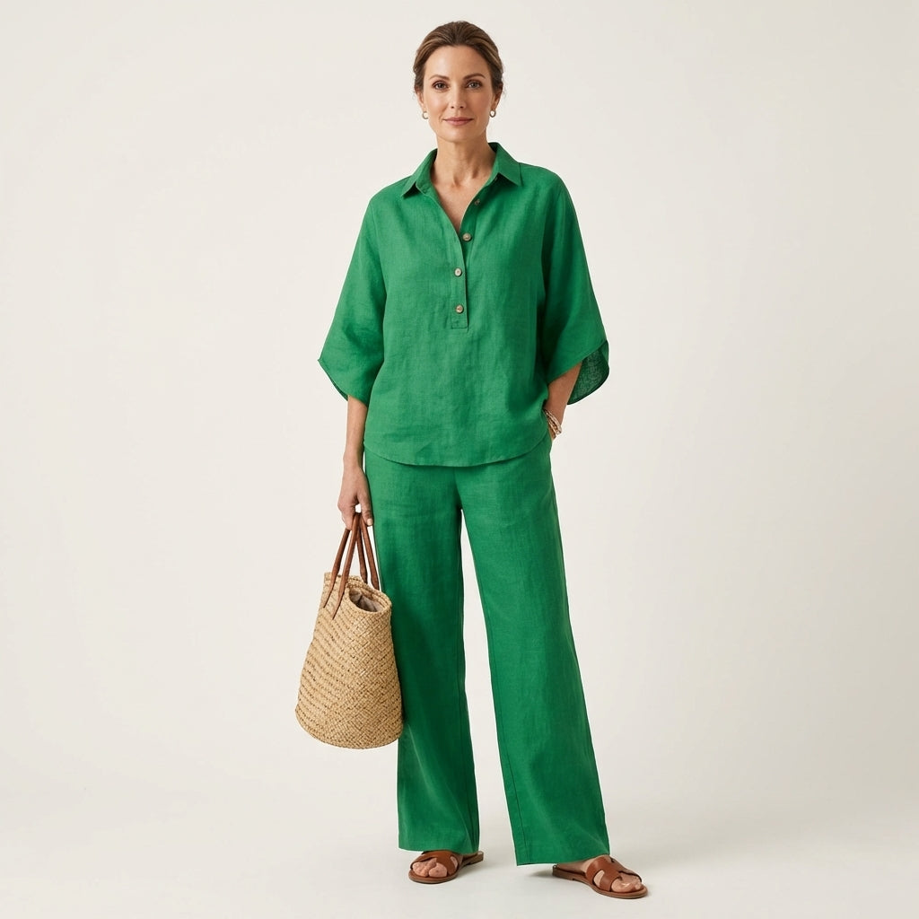 ZERAH | Two-piece set with wide-leg trousers