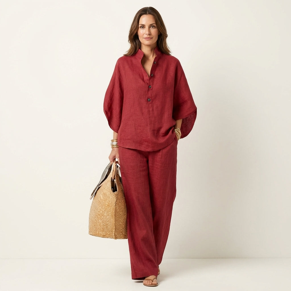 ZERAH | Two-piece set with wide-leg trousers
