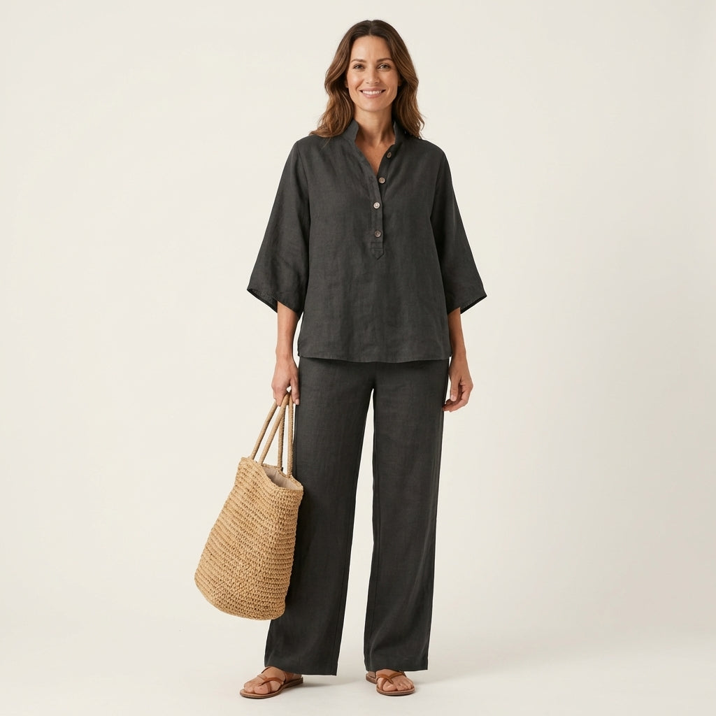 ZERAH | Two-piece set with wide-leg trousers