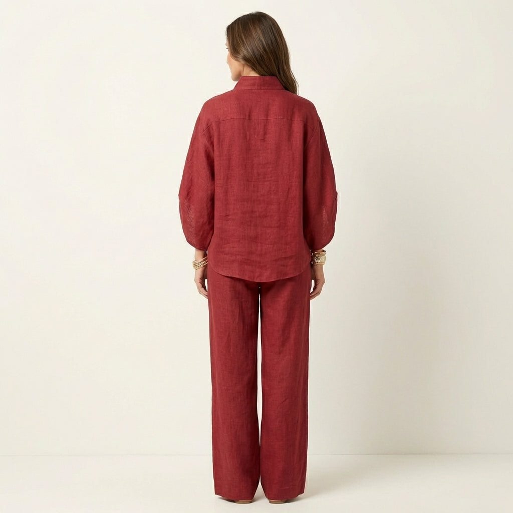 ZERAH | Two-piece set with wide-leg trousers