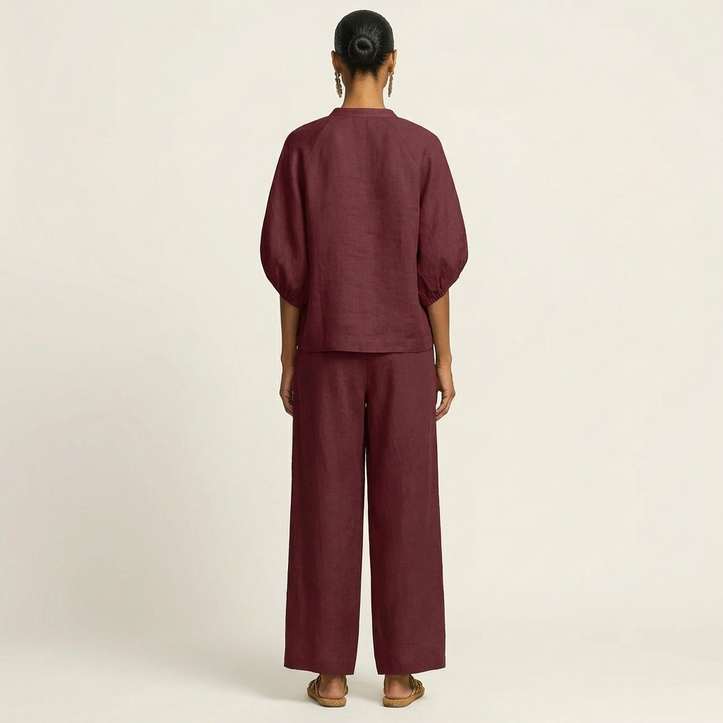 MARLOWE | Set with wide-leg trousers and puff sleeves