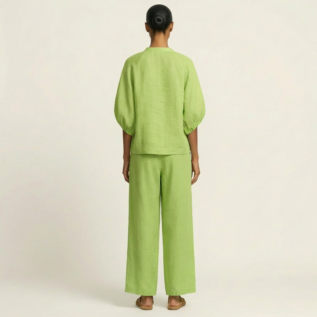 MARLOWE | Set with wide-leg trousers and puff sleeves