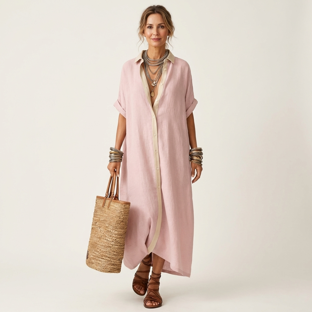 KAMIRA | Maxi shirt dress with contrast collar