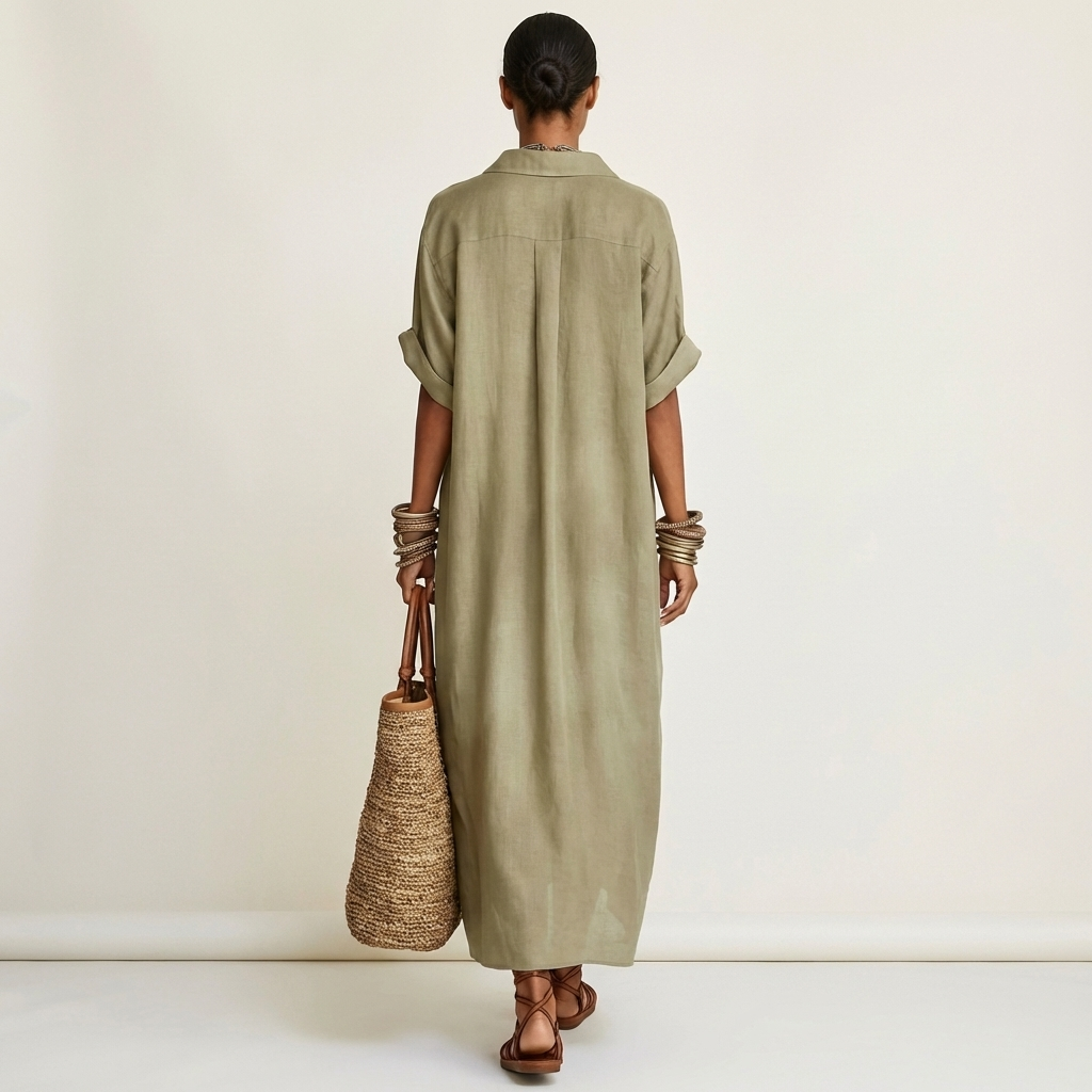 KAMIRA | Maxi shirt dress with contrast collar