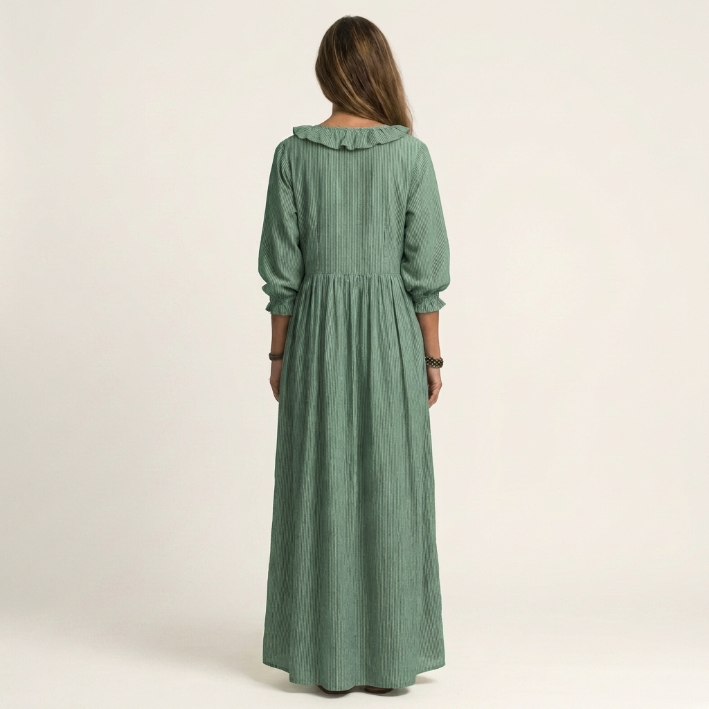 YOSETTA | Maxi dress with ruffle V-neck