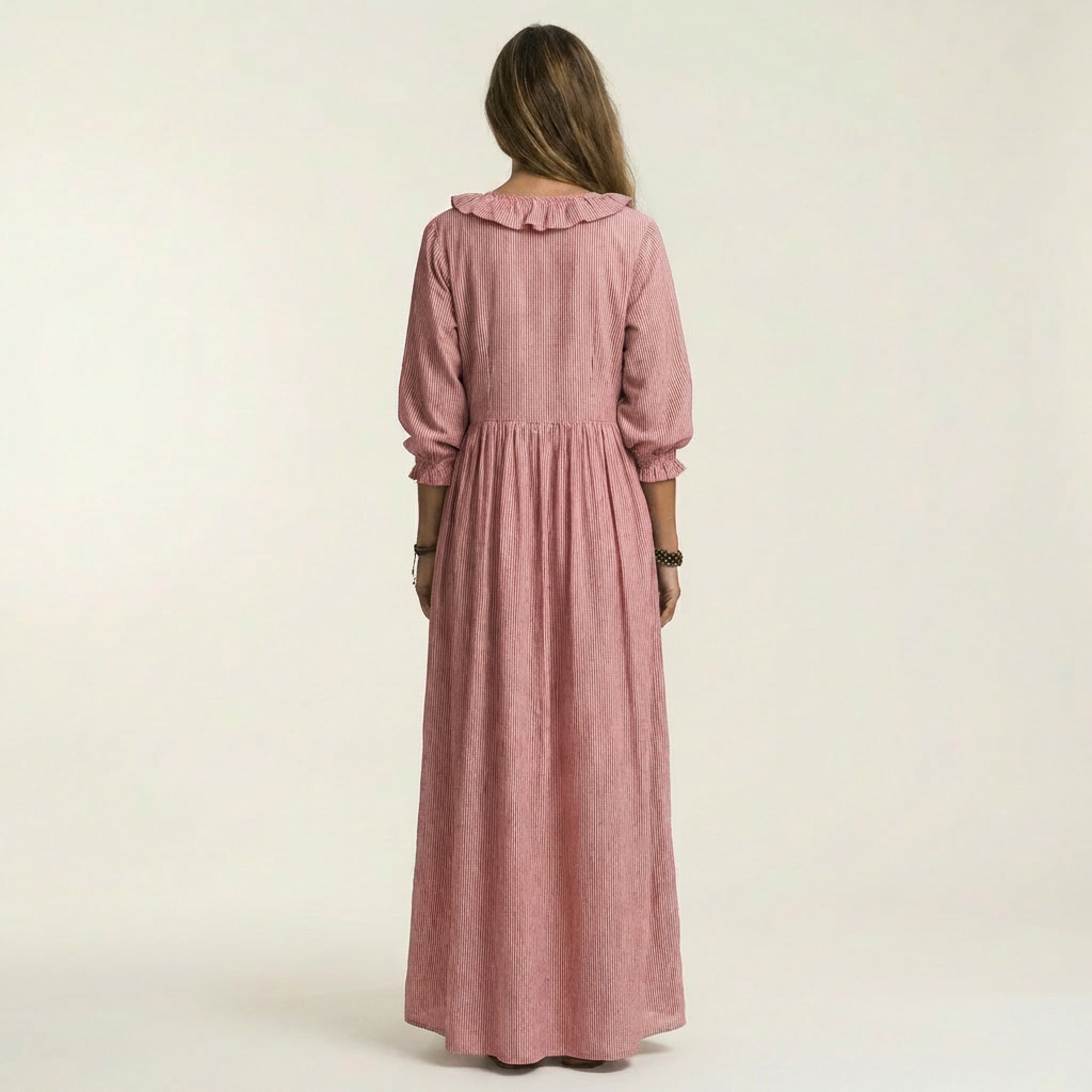 YOSETTA | Maxi dress with ruffle V-neck