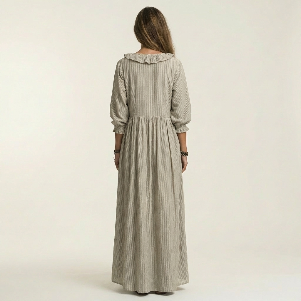 YOSETTA | Maxi dress with ruffle V-neck
