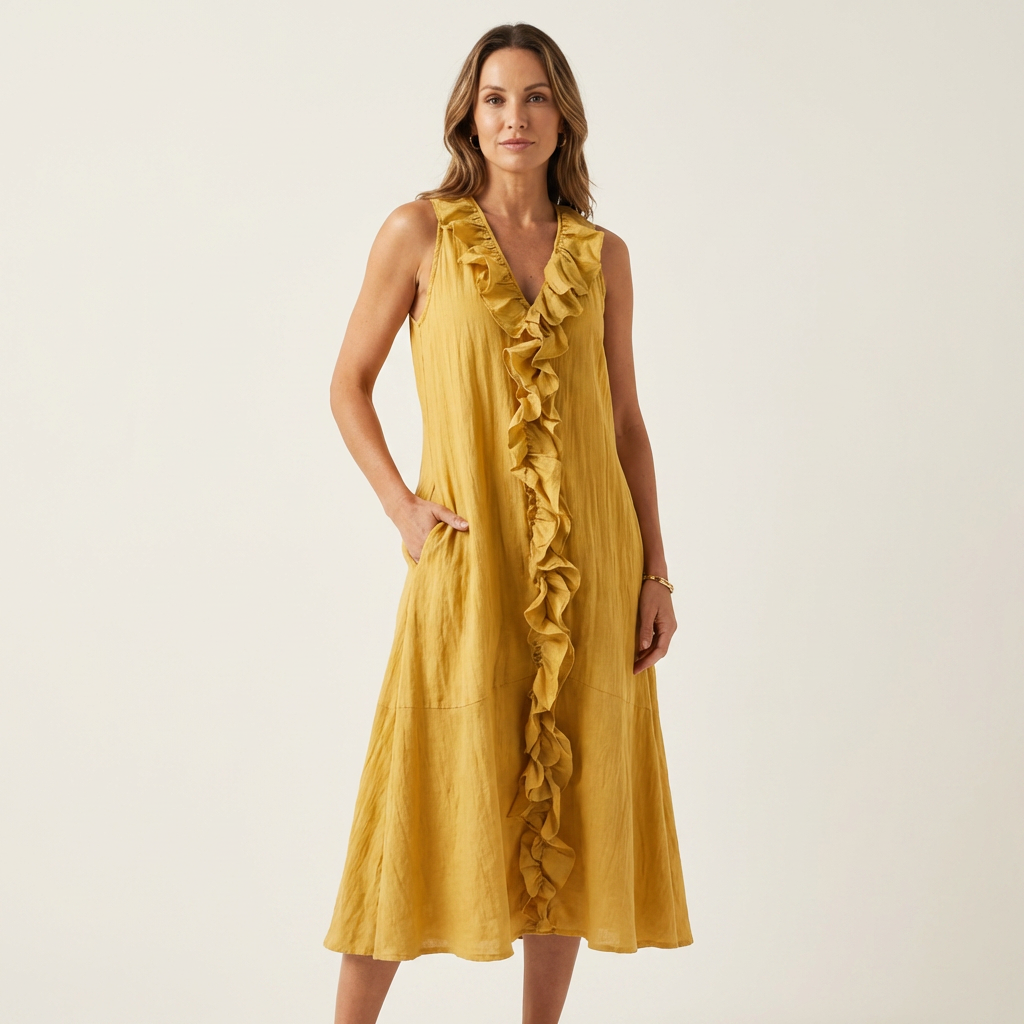VICKY | Maxi dress with front ruffle