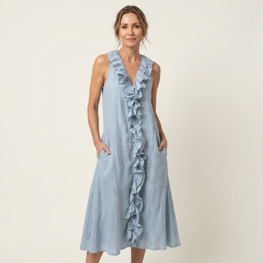 VICKY | Maxi dress with front ruffle