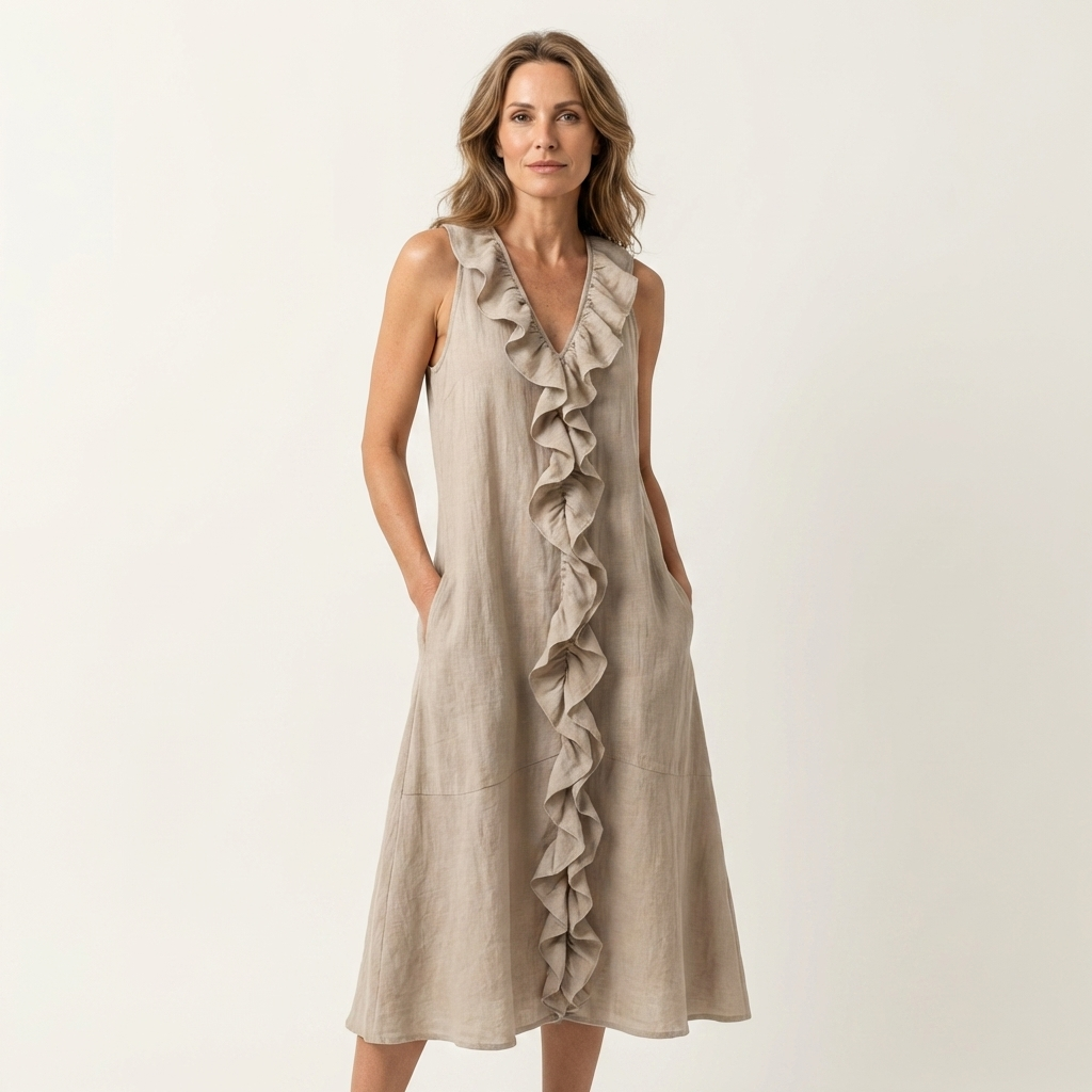 VICKY | Maxi dress with front ruffle