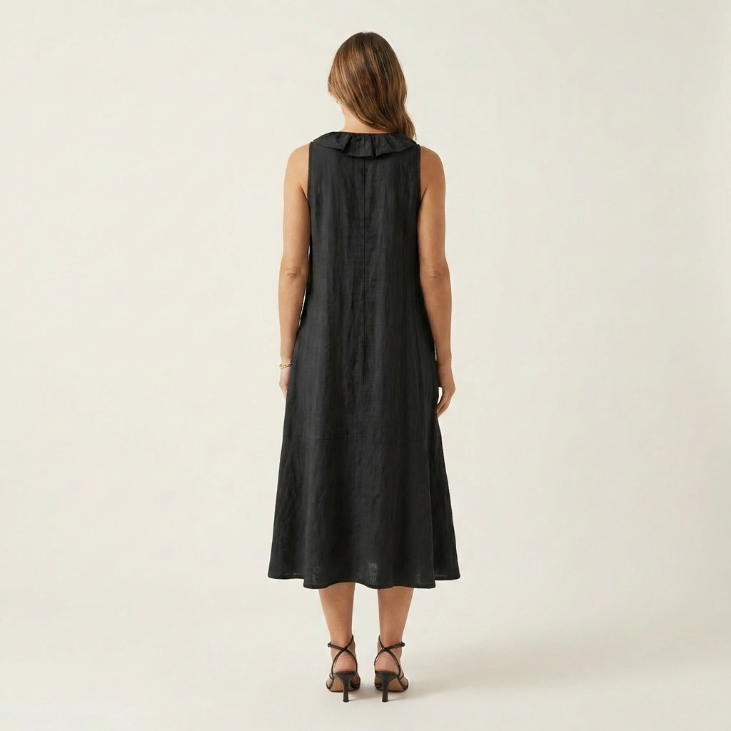 VICKY | Maxi dress with front ruffle