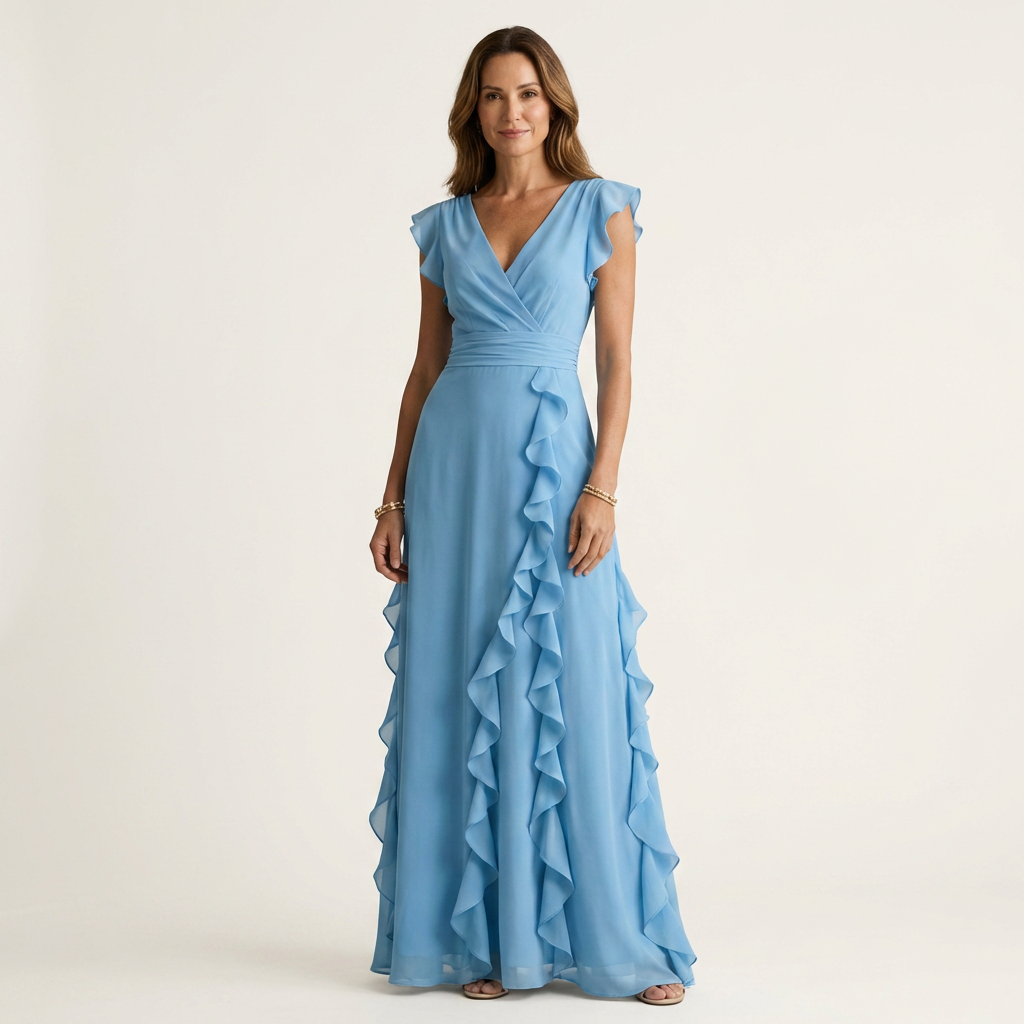 NELLYANA | Maxi dress with cascading ruffle