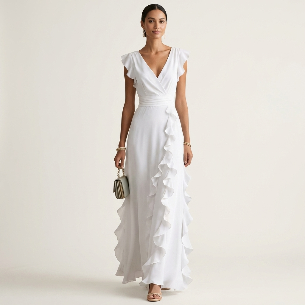 NELLYANA | Maxi dress with cascading ruffle