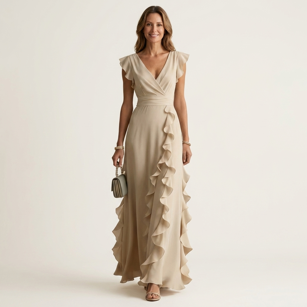 NELLYANA | Maxi dress with cascading ruffle
