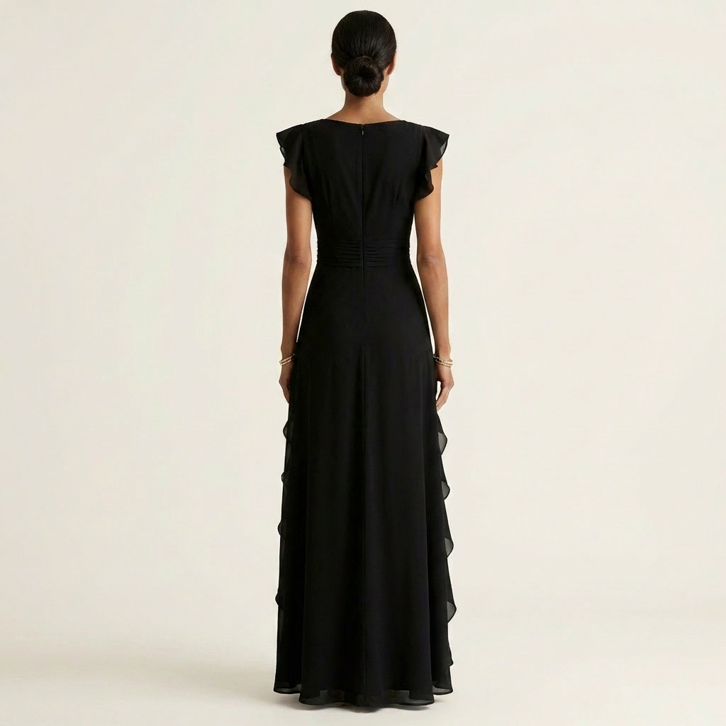 NELLYANA | Maxi dress with cascading ruffle